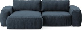 Sötétkék zsenília kinyitható sarokkanapé (bal oldali-heverő résszel) Kuki – Makamii