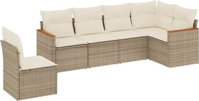 vidaXL 6 részes bézs polyrattan kerti ülőgarnitúra párnával