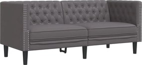 vidaXL 2 személyes szürke műbőr Chesterfield kanapé