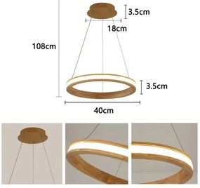 Brilagi - zsinóros LED függeszték UMEA WOOD LED/30W/230V átm. 40 cm fa