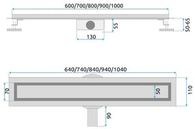REA-G2702 - NEOX PRO 70 cm lineáris lefolyó, rozsdamentes acél/szálcsiszolt arany