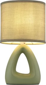 Globo 21731BG Asztali lámpa, kerámia halványzöld, textil halványzöld, kábel PVC fehér, billenőkapcsoló a kábelen, HxSzxM: 170x100x300mm, kábel hossza 1300mm, E14 40W 230V izzó nélkül