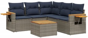 vidaXL 6 részes szürke polyrattan kerti ülőgarnitúra párnával