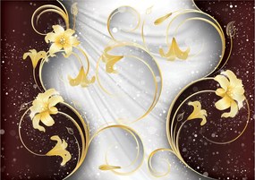 Fotótapéta Lila virágok arany díszek elegancia 300x210 +ragasztó