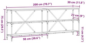 Konzolasztal Régi Fa 200x30x75 cm Műanyag Fa és Acél