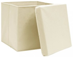 10 db krémszínű szövet tárolódoboz fedéllel 32 x 32 x 32 cm