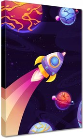 Vászonkép 20x30 Űrrakéta és színes bolygók