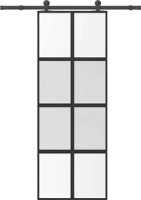 vidaXL tolóajtó vasalatokkal 76x205 cm edzett üveg&Alumínium