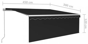 antracitszürke kézzel kihúzható napellenző redőnnyel 4,5 x 3 m