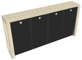 Verno+ közepes gardrób 260 x 46 x 130 cm, üvegajtó, akác / fekete