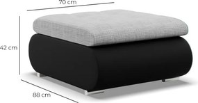 Tokio puff, fonott + műbőr, szürke - fekete