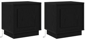 Éjjeli szekrény LED világítással 2 db Fekete tölgy 44x34,5x45 cm