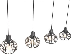 Okos függőlámpa fekete 4 izzós, 4 Wifi G95-tel - Saffira