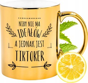 Arany csillogó bögre TikToker Ajándék Nyomtatott Fotóval