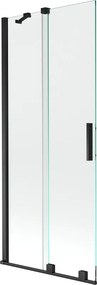 Mexen Velar 2-szárnyas elhúzható fürdőkád paraván 80 x 150 cm, átlátszó, fekete - 896-080-000-01-70