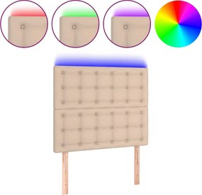 vidaXL cappuccino műbőr LED-es fejtámla 100x5x118/128 cm