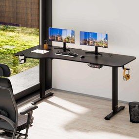 Állítható magasságú irodai íróasztal fekete 160x75x73-118 cm