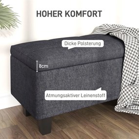 Tárolópad lenvászon hatású kivitelben, gumifa lábakkal, nappaliba, hálószobába, előszobába, sötétszürke