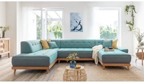 Türkiz kinyitható sarokkanapé (bal oldali-U alakú) Dazzling Daisy – Miuform