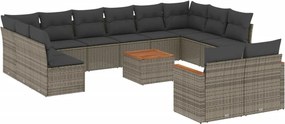 vidaXL 13 részes szürke polyrattan kerti ülőgarnitúra párnákkal