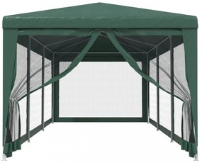 zöld HDPE rendezvénysátor 8 hálós oldalfallal 3x9 m