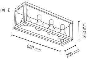 Spot-Light 9158474L - KAGO mennyezeti lámpa 4xE27/60W/230V matt tölgy