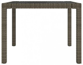 szürke polyrattan és edzett üveg kerti asztal 90 x 90 x 75 cm