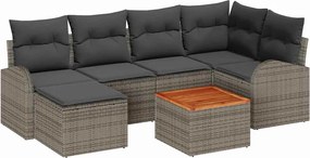 vidaXL Kerti Kanapé Szett párnával 7 pcs Szürke polirattan