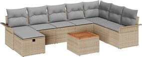 vidaXL Kerti Kanapé Szett párnával tárolóval 9 pcs Bézs Poli rattan