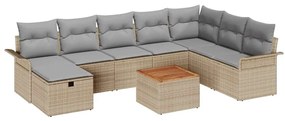 vidaXL Kerti Kanapé Szett párnával tárolóval 9 pcs Bézs Poli rattan