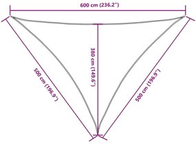 terrakotta háromszög alakú oxford-szövet napvitorla 5 x 5 x 6 m