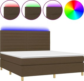 vidaXL barna szövet rugós és LED-es ágy matraccal 180 x 200 cm