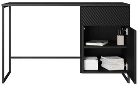 Asha íróasztal, fiókkal - 120 cm - matt fekete / fekete keret