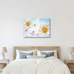 Kép - Kompozíció virágokkal és pillangókkal (70x50 cm)