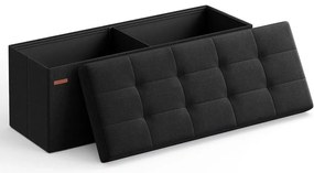 SONGMICS tárolós ülőke – összecsukható pad, 38 × 110 × 38 cm, tinta­fekete színben