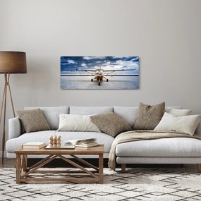 Egy motoros repülőgép képe (120x50 cm)