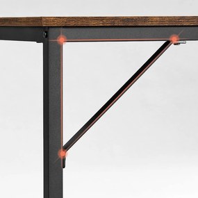 Íróasztal fém kerettel, kis irodai asztal, 140 cm, rusztikus barna