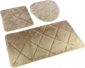 Fürdőszobaszőnyegek Muna Bézs Csúszásgátló járdák Szett 3 részes