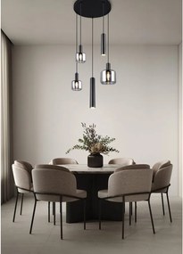 Fekete függőlámpa fém-üveg búrával ø 40 cm Mataro – Trio