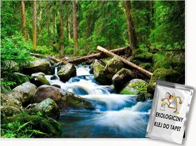 Fotótapéta Vízesés 3D Erdő Természet Hálószoba Nappali Fali Tapéta 400x280