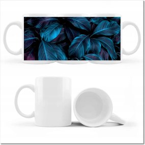 Bögre fényképpel Gyönyörű kék levelek