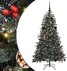 vidaXL Mű karácsonyfa 150 LED-del Zöld 150 cm PVC és Műanyag és Acél