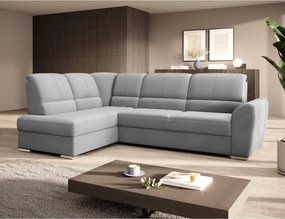 Szürke bársony kinyitható-tárolóhelyes sarokkanapé (bal oldali-L alakú) Siber – ELTAP