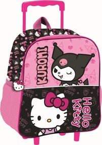 Hello Kitty & Kuromi gurulós ovis 3D hátizsák, táska 32 cm