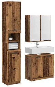 vidaXL Fürdőszobai Szekrény Szett polcokkal tárolóval Öreg fa Faanyag