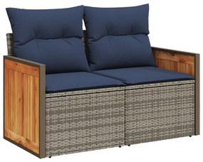 kétszemélyes szürke polyrattan kerti kanapé párnákkal
