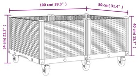 vidaXL barna polipropilén rácsos kerekes ültetőláda 100 x 80 x 54 cm