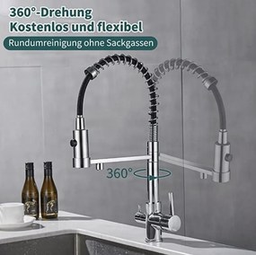Konyhai csaptelep EYN KF1459 vízszűrő-csatlakozással, kihúzható zuhanyfejjel, több színben — Gunmetal szürke