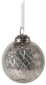 Vintage repesztett ezüst üveg gömb karácsonyfa dísz