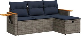 vidaXL 4 részes szürke polyrattan kerti ülőgarnitúra párnákkal